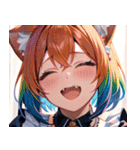猫耳のレインボーヘア ＆ 大喜びの表情0（個別スタンプ：11）