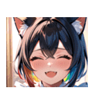 猫耳のレインボーヘア ＆ 大喜びの表情0（個別スタンプ：12）