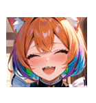 猫耳のレインボーヘア ＆ 大喜びの表情0（個別スタンプ：13）