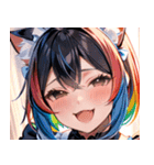 猫耳のレインボーヘア ＆ 大喜びの表情0（個別スタンプ：14）