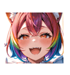 猫耳のレインボーヘア ＆ 大喜びの表情0（個別スタンプ：16）
