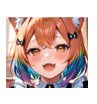 猫耳のレインボーヘア ＆ 大喜びの表情0（個別スタンプ：17）