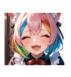 猫耳のレインボーヘア ＆ 大喜びの表情0（個別スタンプ：18）