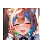 猫耳のレインボーヘア ＆ 大喜びの表情0（個別スタンプ：19）