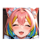 猫耳のレインボーヘア ＆ 大喜びの表情0（個別スタンプ：23）