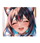 猫耳のレインボーヘア ＆ 大喜びの表情0（個別スタンプ：25）