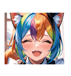 猫耳のレインボーヘア ＆ 大喜びの表情0（個別スタンプ：26）