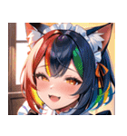 猫耳のレインボーヘア ＆ 大喜びの表情0（個別スタンプ：27）