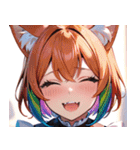 猫耳のレインボーヘア ＆ 大喜びの表情0（個別スタンプ：30）