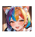 猫耳のレインボーヘア ＆ 大喜びの表情0（個別スタンプ：32）