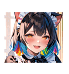 猫耳のレインボーヘア ＆ 大喜びの表情0（個別スタンプ：33）