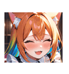 猫耳のレインボーヘア ＆ 大喜びの表情0（個別スタンプ：34）