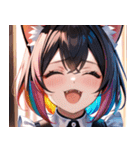 猫耳のレインボーヘア ＆ 大喜びの表情0（個別スタンプ：36）