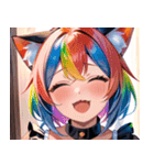 猫耳のレインボーヘア ＆ 大喜びの表情0（個別スタンプ：38）