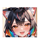 猫耳のレインボーヘア ＆ 大喜びの表情0（個別スタンプ：39）