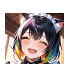 猫耳のレインボーヘア ＆ 大喜びの表情0（個別スタンプ：40）