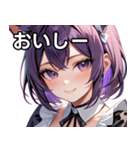 猫耳の紫髪 ＆ ミステリアスな笑顔（個別スタンプ：31）