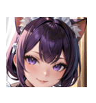 猫耳の紫髪 ＆ ミステリアスな笑顔0（個別スタンプ：1）