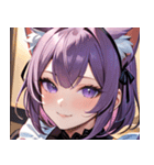 猫耳の紫髪 ＆ ミステリアスな笑顔0（個別スタンプ：3）