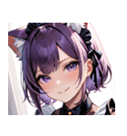 猫耳の紫髪 ＆ ミステリアスな笑顔0（個別スタンプ：22）