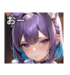 猫耳のグラデーションヘア ＆ 物憂げな表情（個別スタンプ：6）