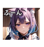 猫耳のグラデーションヘア ＆ 物憂げな表情（個別スタンプ：9）