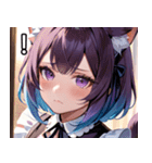 猫耳のグラデーションヘア ＆ 物憂げな表情（個別スタンプ：14）