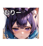 猫耳のグラデーションヘア ＆ 物憂げな表情（個別スタンプ：25）