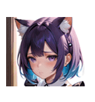 猫耳のグラデーションヘア ＆ 物憂げな表情0（個別スタンプ：1）