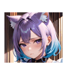 猫耳のグラデーションヘア ＆ 物憂げな表情0（個別スタンプ：3）