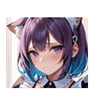 猫耳のグラデーションヘア ＆ 物憂げな表情0（個別スタンプ：8）