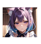 猫耳のグラデーションヘア ＆ 物憂げな表情0（個別スタンプ：9）