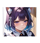 猫耳のグラデーションヘア ＆ 物憂げな表情0（個別スタンプ：11）