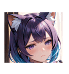 猫耳のグラデーションヘア ＆ 物憂げな表情0（個別スタンプ：12）