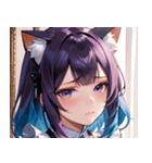 猫耳のグラデーションヘア ＆ 物憂げな表情0（個別スタンプ：16）