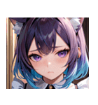 猫耳のグラデーションヘア ＆ 物憂げな表情0（個別スタンプ：18）