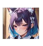 猫耳のグラデーションヘア ＆ 物憂げな表情0（個別スタンプ：19）