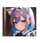 猫耳のグラデーションヘア ＆ 物憂げな表情0（個別スタンプ：21）