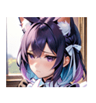 猫耳のグラデーションヘア ＆ 物憂げな表情0（個別スタンプ：23）