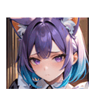 猫耳のグラデーションヘア ＆ 物憂げな表情0（個別スタンプ：24）