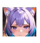 猫耳のグラデーションヘア ＆ 物憂げな表情0（個別スタンプ：27）