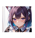 猫耳のグラデーションヘア ＆ 物憂げな表情0（個別スタンプ：30）