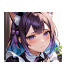 猫耳のグラデーションヘア ＆ 物憂げな表情0（個別スタンプ：34）