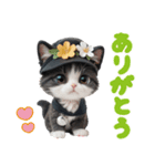 可愛いハチワレ猫 ずっと使える 大きめ文字（個別スタンプ：4）