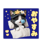 可愛いハチワレ猫 ずっと使える 大きめ文字（個別スタンプ：32）