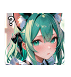 猫耳のミントグリーンの髪 ＆好奇心旺盛な顔（個別スタンプ：30）