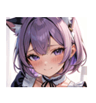 猫耳のラベンダー色の髪 ＆ 照れ笑い0（個別スタンプ：1）