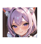 猫耳のラベンダー色の髪 ＆ 照れ笑い0（個別スタンプ：2）