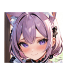 猫耳のラベンダー色の髪 ＆ 照れ笑い0（個別スタンプ：3）