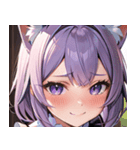 猫耳のラベンダー色の髪 ＆ 照れ笑い0（個別スタンプ：4）